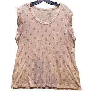 Banana Republic Shirt Womens Extra Large Pink Malibu Tee Frenchie AOP Sleeveless